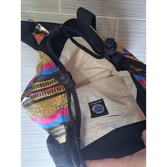 NWT Laurel Burch Cat Parrot Canvas Drawstring Tote Bag 12x14x8 Bag Charm READ - Picture 5 of 9